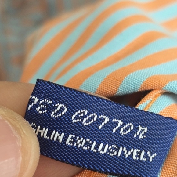 J McLaughlin Button Down Shirt Blue Orange Stripe Ruffle Front Cotton Sz 4 - Picture 8 of 12